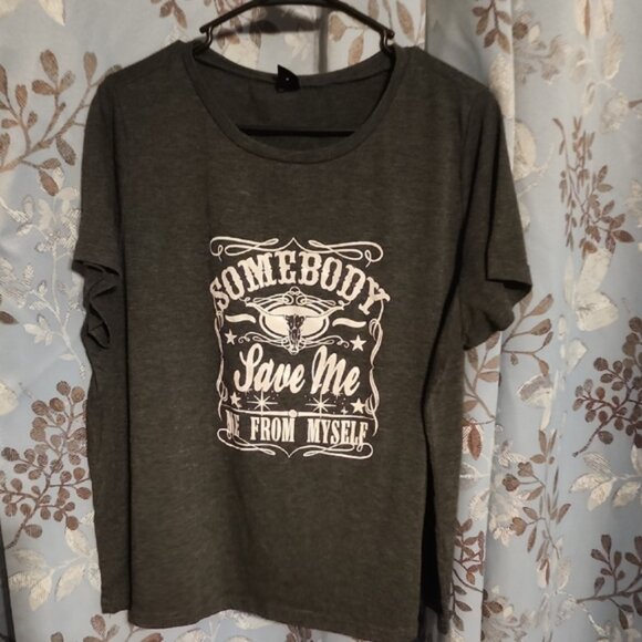 SHEIN Tops - SHEIN Dark Gray Graphic Tee